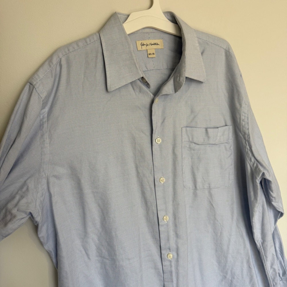 M6 John W. Nordstrom Mini Print Button Down Long Sleeve Cotton Shirt Pocket - Picture 4 of 7